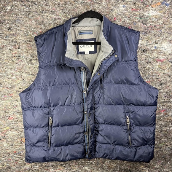 Orvis Vest Mens 2XL Navy Blue Puffer Down Insulated Sleeveless Outerwear Quilted - Picture 1 of 11